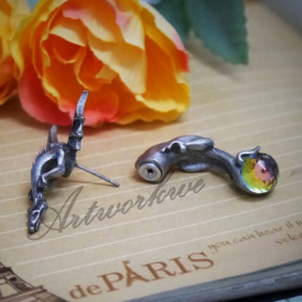 Vintage Pewter Pass-n-Thru Dragon - Picture 3 of 4